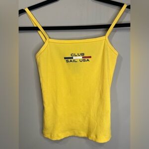 Forever 21 Yellow Club Sail USA Tank Top